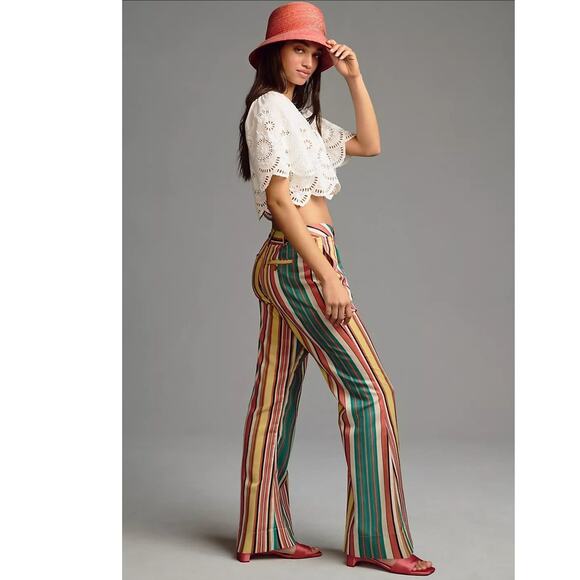 New Anthropologie Tiny Camelia Stripe Pants $160 SIZE 8 Multicolor - Picture 3 of 6